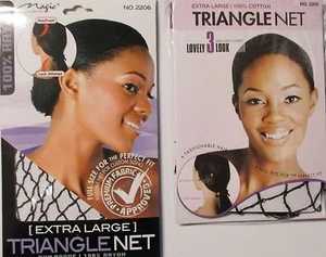 SET BESTEHEND AUS 2 DREIECKIGEN ODER BAUMWOLL-HAARSTYLING-HAARNETZ, AUSLAUFSICHER, LOCKSTITCHED  - Bild 1 von 3