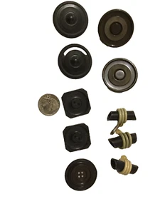 Vtg. BUTTONS EXTRA LG. Black Plastic Celluloid Bakelite? Lot 10 - Picture 1 of 11