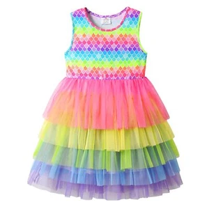 Girls Dresses for Summer Short Sleeve Toddler Girls Clothes Party Tulle Dress... - Picture 1 of 7