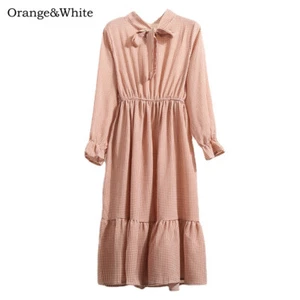 Dama Boho Chifón Midi Vestido Campana Mangas Largas Túnica Nudo Collar Verano - Imagen 1 de 15