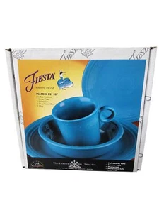 Fiesta Ware Rentner Pfauenblau 4-teiliges Gedeck Homer Laughlin - Bild 1 von 5