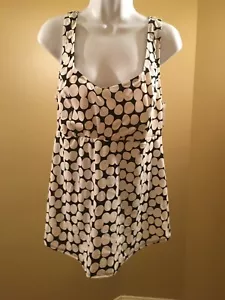 Maternity Halter Tankini 2pc set White dot print with black bottoms Large - Picture 1 of 5