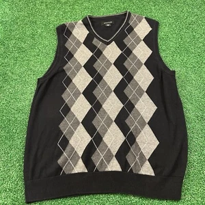 Structure Sweater Vest Mens Medium Black Gray Sleeveless Pullover Sweatshirt - Picture 1 of 6
