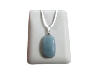 Aquamarin Cabochon Anhänger mit Schlaufe und Band Nr. 2574 - Bild 1 von 2