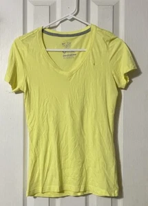 Nike Slim Fit T Shirt Medium Yellow V Neck Short Sleeve Organic Cotton - Picture 1 of 7