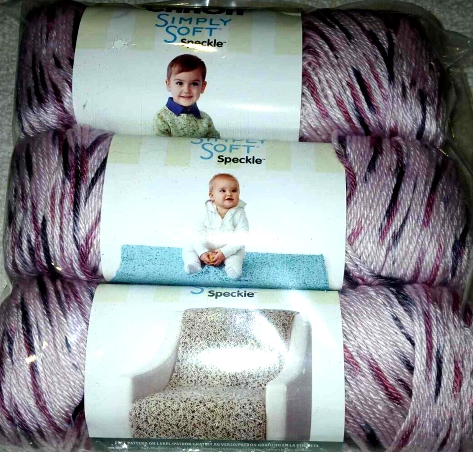 Yarnspirations Caron Simply Soft Speckle Acrylic Yarn Wisteria 3 Skeins