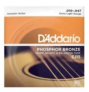 3PACK D'Addario EJ15 Phosphor Bronze Extra Light 10-47 Acoustic Guitar Strings - Picture 1 of 2
