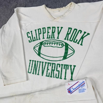 Camiseta de fútbol vintage resbaladiza Rock University para hombre grande campeón manga larga Foto 1 de 4