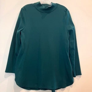 Chico’s Damen Größe 2/Large jaspisgrün Strick Stehkragen Baumwolle Tunika Langarm - Bild 1 von 11