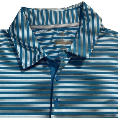 Adidas Golf Men's Performance Polo Shirt Blue Stripe Large Collared - Image 1 of 4