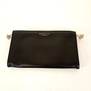 Cartera billetera de cuero negra Radley con 2 compartimentos con cremallera y tiradores Scottie Dog - Imagen 1 de 7