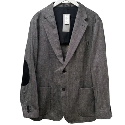 Blazer Banana Republic Para Hombres 46R Lana Lino Abrigo Deportivo Negro Parche en el Codo Nuevo con Etiquetas Foto 1 de 4