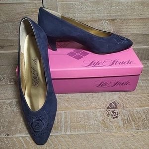 LifeStride Zabrina Navy Blue Suede Pump High Heels Women's Size 8 B Shoes - Picture 1 of 14