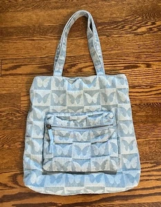 ART CLASS Girls KIDS Denim Blue Butterfly Patchwork DESIGN Tote Bag - Picture 1 of 10