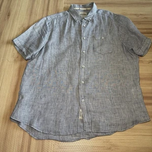 Report Collection Heritage Men’s Short Sleeve Button-Up Shirt Sz L Gray Striped - Picture 1 of 7