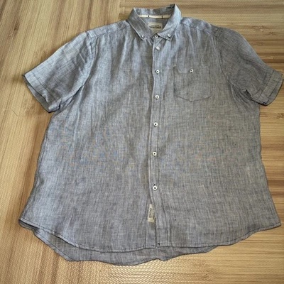 Report Collection Heritage Men’s Short Sleeve Button-Up Shirt Sz L Gray Striped - Image 1 of 4
