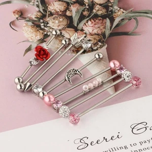 Industrial Barbell Earrings Scaffold Piercing StainlESS - Picture 1 of 6