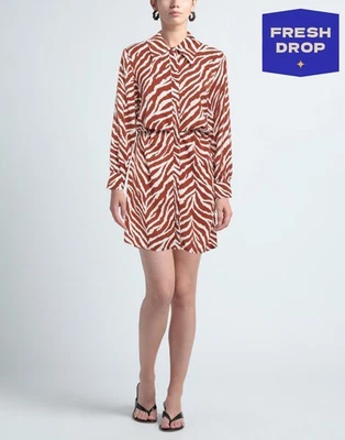 VANESSA SCOTT Shirt Dress Size M Draped Striped Long Sleeve Made in Italy - Image 1 of 4