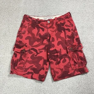 American Eagle Cargo Shorts Mens 32 Red Camo Canvas Utility Heavy Military Y2K - Picture 1 of 16