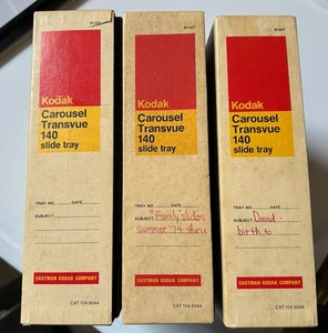 Lot Of 3 Kodak Carousel Transvue 140 Projector Slide Trays w/ Original Boxes EXC - Picture 1 of 2