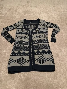 O’Neill offene Strickjacke Staubwedel Pullover Southwestern Aztec Large taupe schwarz - Bild 1 von 9