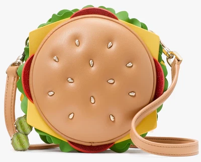 Kate Spade 3D Hamburger Crossbody Bag Light Brown Green Yellow Red KK989 NWT - Image 1 of 4