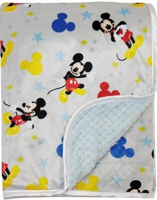 Disney Baby Unisex Mickey Mouse Mink Waffle Satin Edge Blanket NEW! Very Cute! - Image 1 of 2