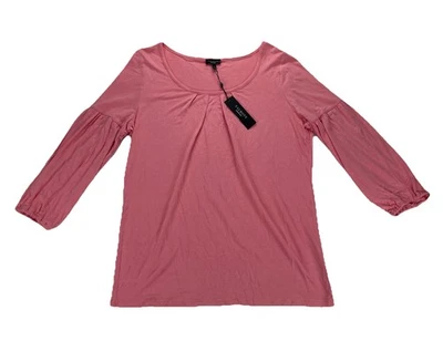 NWT Talbots Top Womens Sz Large Pink Salmon Scoop Neck 3/4 Sleeve Rayon Lyocell - Image 1 of 4