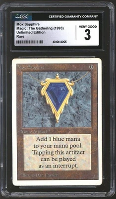 Magic MTG Unlimited Mox Sapphire CGC 3 HEAVILY PLAYED HP - Image 1 of 2