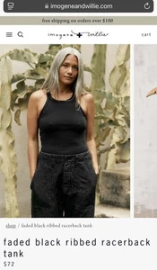 Imogene + Willie Women's Ribbed Racerback Tank Top (Faded Black) Small NEW! - Picture 1 of 5