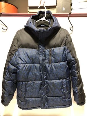 Chaqueta hinchada Xersion - con capucha aislada - grande azul negro para hombre Foto 1 de 4