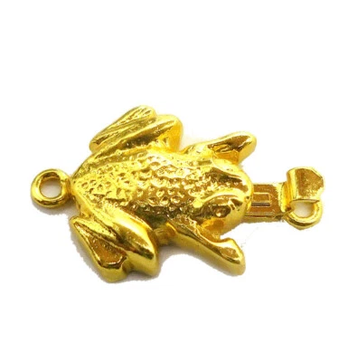 2 Pcs 30X22X6mm Frog Bali Box Clasp 1 Strand 18k Gold Plated - Image 1 of 4