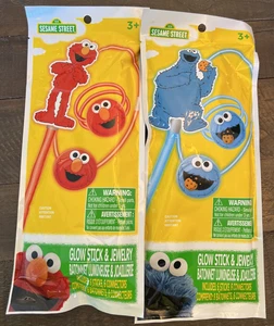 SESAME STREET GLOW STICK & JEWELRY SET OF 2 COOKIE MONSTER & ELMO LOT - Picture 1 of 2