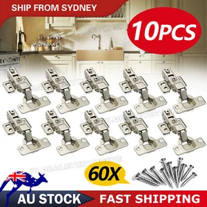 10x Door Hinge Cabinet Cupboard Hinges Soft Close Full Overlay Wardrobe Kitchen - Picture 1 of 9