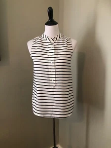 Top J Crew negro blanco a rayas sin mangas talla 2 - Imagen 1 de 6