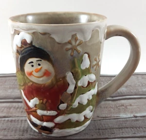 "Tazza da caffè invernale pupazzo di neve tazza da tè cacao vacanze di Natale 14 oz ceramica 4,25" - Foto 1 di 7