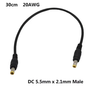 CCTV DC Power 5.5mm x 2.1mm Male To Male Adapter Socket Extension Cable Cord 1ft - Picture 1 of 11