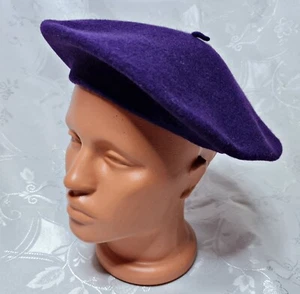 VINTAGE AUTHENTIC UNITED KINGDOM PURPLE WOMEN'S WOOL BERET HAT SIZE:S - Picture 1 of 6