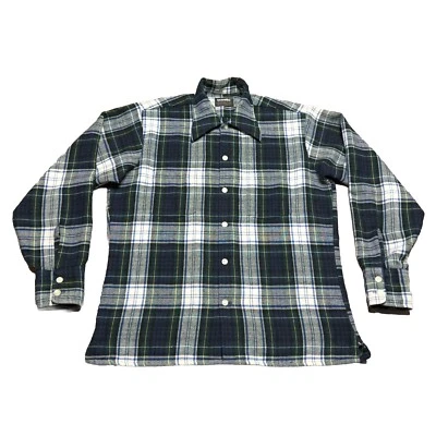 Camisa Travella Manhattan Perm Press Botão M Azul Xadrez Mistura de Lã Travera Antiga - Imagem 1 de 4