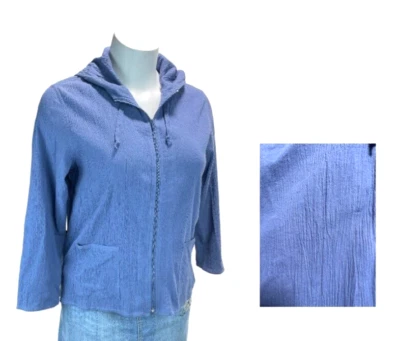 Chico's Hoodie Women Large Blue Long Casual Sleeve Hooded Drawstring Full Zipper - Image 1 of 4