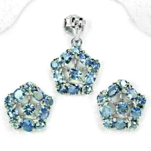 Silver Tanzanite Pendant Earring Genuine Natural Gems Solid Sterling With Chain - Picture 1 of 24