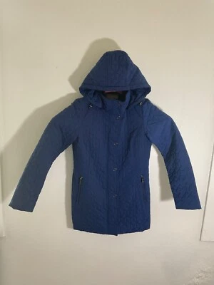 Abrigo Anne Klein Acolchado con Capucha con Bolsillos con Cremallera y Cierre a Presión - Azul Talla S Foto 1 de 3