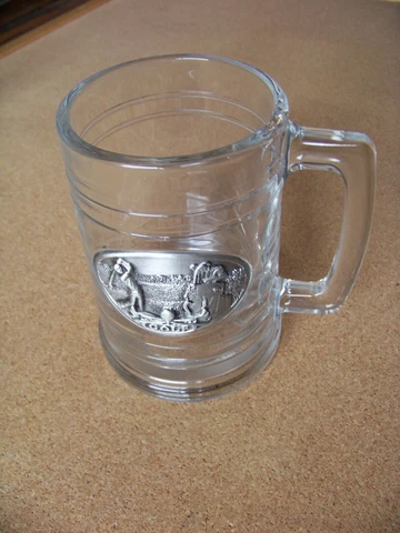 Golf pewter emblem clear glass tankard mug with handle Cover