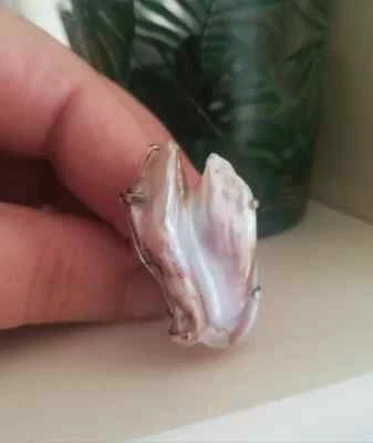 ANELLO ENORME PERLA BIWA NATURALE ARGENTO MASSICCIO 925 PERLA D'ACQUA DOLCE - Immagine 1 di 4