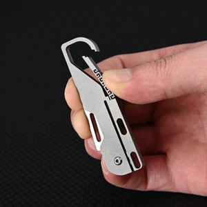 Titanium Knife D2 Blade Belt Pocket EDC Tool Carabiner Survival Folding Keychain - Picture 1 of 17