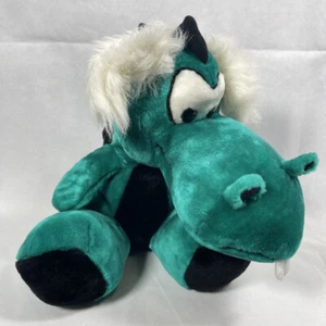 BJ Toy Company GREEN AND BLACK BUCKTOOTH DRAGON Stuffed Animal PLUSH SOFT TOY - Picture 1 of 5