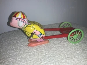 Vintage wind up Tin rabbit pulling wagon- parts only- Japan - Picture 1 of 8