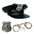 Police Hat Costume Set Halloween Hat Handcuffs Badge Fancy Dress Accesory