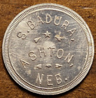 Ashton, Nebraska NE S. Badura General Store & Hardware 25 Trade Token