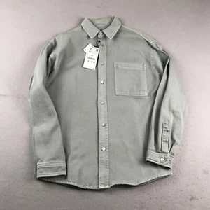 Zara Shirt Mens Medium Gray Relaxed Fit Long Sleeves Button Up Creativity NWT - Picture 1 of 11
